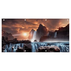 Water Waterfall Nature River Lake Planet Fantasy Banner And Sign 8  X 4  by Uceng