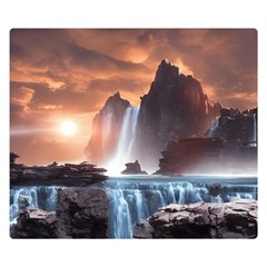 Water Waterfall Nature River Lake Planet Fantasy Flano Blanket (small) by Uceng