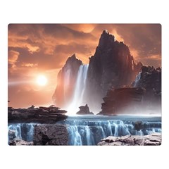 Water Waterfall Nature River Lake Planet Fantasy Flano Blanket (large)