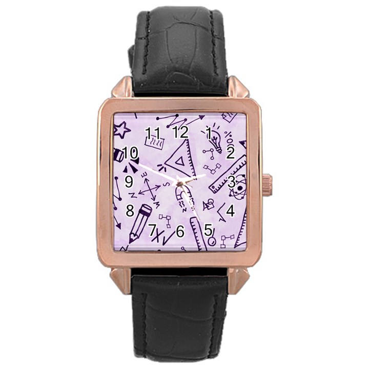 Science Research Curious Search Inspect Scientific Rose Gold Leather Watch 