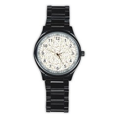 Background Ornamental Pattern Graphic Seamless Stainless Steel Round Watch by Uceng