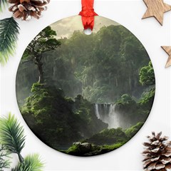 Waterfall River Fantasy Dream Planet Matte Ornament (round) by Uceng