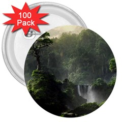 Waterfall River Fantasy Dream Planet Matte 3  Buttons (100 Pack)  by Uceng