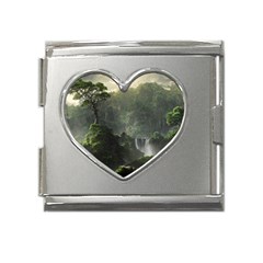 Waterfall River Fantasy Dream Planet Matte Mega Link Heart Italian Charm (18mm)