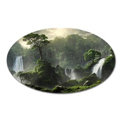 Waterfall River Fantasy Dream Planet Matte Oval Magnet by Uceng