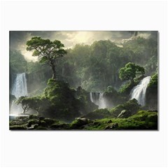 Waterfall River Fantasy Dream Planet Matte Postcards 5  X 7  (pkg Of 10) by Uceng