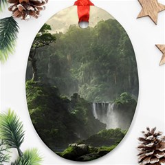 Waterfall River Fantasy Dream Planet Matte Oval Ornament (two Sides) by Uceng