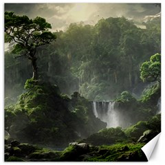 Waterfall River Fantasy Dream Planet Matte Canvas 16  X 16  by Uceng