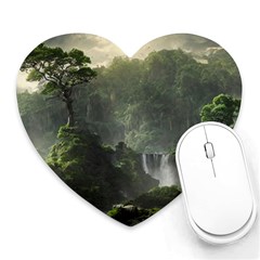 Waterfall River Fantasy Dream Planet Matte Heart Mousepad by Uceng