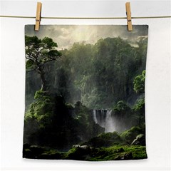 Waterfall River Fantasy Dream Planet Matte Face Towel by Uceng