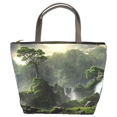 Waterfall River Fantasy Dream Planet Matte Bucket Bag by Uceng