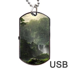 Waterfall River Fantasy Dream Planet Matte Dog Tag Usb Flash (two Sides) by Uceng