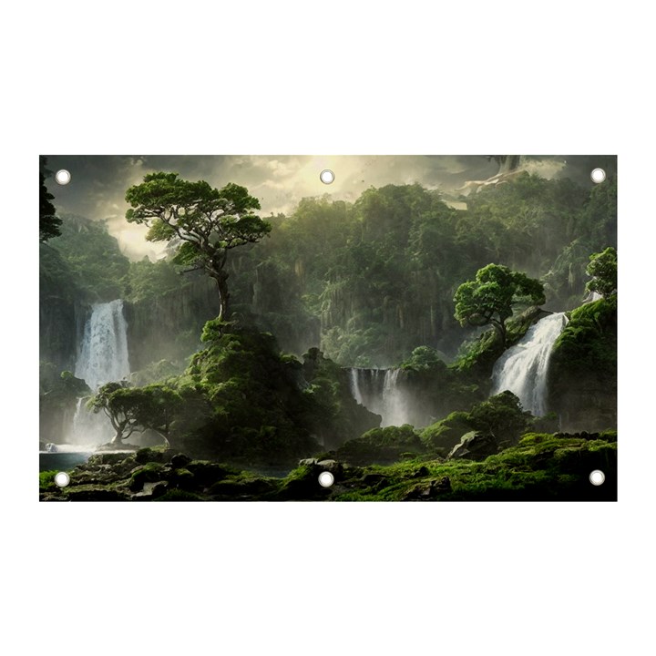 Waterfall River Fantasy Dream Planet Matte Banner and Sign 5  x 3 