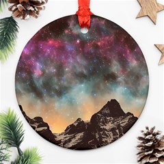 Mountain Space Galaxy Stars Universe Astronomy Ornament (round) by Uceng