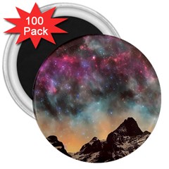 Mountain Space Galaxy Stars Universe Astronomy 3  Magnets (100 Pack) by Uceng