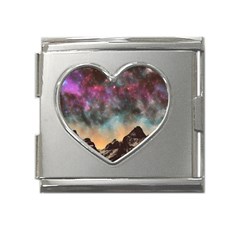 Mountain Space Galaxy Stars Universe Astronomy Mega Link Heart Italian Charm (18mm) by Uceng