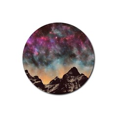 Mountain Space Galaxy Stars Universe Astronomy Rubber Coaster (round) by Uceng