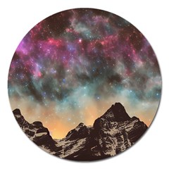 Mountain Space Galaxy Stars Universe Astronomy Magnet 5  (round) by Uceng