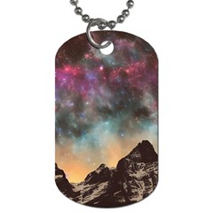 Mountain Space Galaxy Stars Universe Astronomy Dog Tag (two Sides) by Uceng