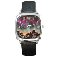 Mountain Space Galaxy Stars Universe Astronomy Square Metal Watch by Uceng