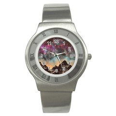 Mountain Space Galaxy Stars Universe Astronomy Stainless Steel Watch by Uceng