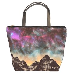 Mountain Space Galaxy Stars Universe Astronomy Bucket Bag by Uceng