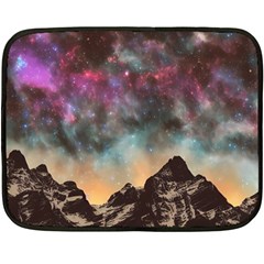 Mountain Space Galaxy Stars Universe Astronomy Fleece Blanket (mini) by Uceng