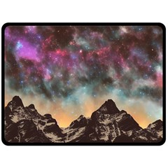 Mountain Space Galaxy Stars Universe Astronomy Fleece Blanket (large) by Uceng