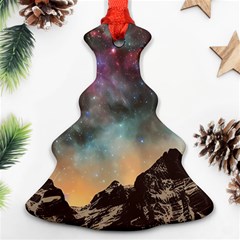 Mountain Space Galaxy Stars Universe Astronomy Christmas Tree Ornament (two Sides) by Uceng