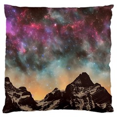 Mountain Space Galaxy Stars Universe Astronomy Large Cushion Case (two Sides) by Uceng