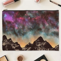 Mountain Space Galaxy Stars Universe Astronomy Cosmetic Bag (xxxl) by Uceng