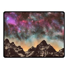 Mountain Space Galaxy Stars Universe Astronomy Double Sided Fleece Blanket (small) by Uceng