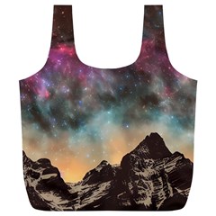 Mountain Space Galaxy Stars Universe Astronomy Full Print Recycle Bag (xl) by Uceng