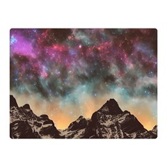 Mountain Space Galaxy Stars Universe Astronomy Double Sided Flano Blanket (mini) by Uceng