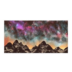 Mountain Space Galaxy Stars Universe Astronomy Satin Wrap 35  X 70  by Uceng