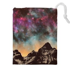 Mountain Space Galaxy Stars Universe Astronomy Drawstring Pouch (4xl) by Uceng