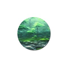 River Forest Woods Nature Rocks Japan Fantasy Golf Ball Marker by Uceng