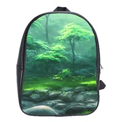 River Forest Woods Nature Rocks Japan Fantasy School Bag (xl) by Uceng