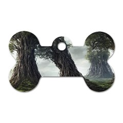 Trees Forest Woods Drawing Fantasy Dream Dog Tag Bone (two Sides) by Uceng