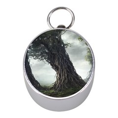 Trees Forest Woods Drawing Fantasy Dream Mini Silver Compasses by Uceng