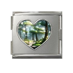 Forest Wood Nature Lake Swamp Water Trees Mega Link Heart Italian Charm (18mm) by Uceng