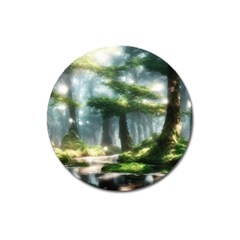 Forest Wood Nature Lake Swamp Water Trees Magnet 3  (round) by Uceng