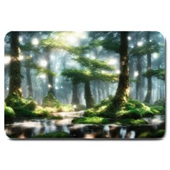 Forest Wood Nature Lake Swamp Water Trees Large Doormat by Uceng