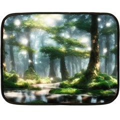 Forest Wood Nature Lake Swamp Water Trees Double Sided Fleece Blanket (mini) by Uceng