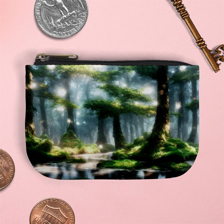 Forest Wood Nature Lake Swamp Water Trees Mini Coin Purse