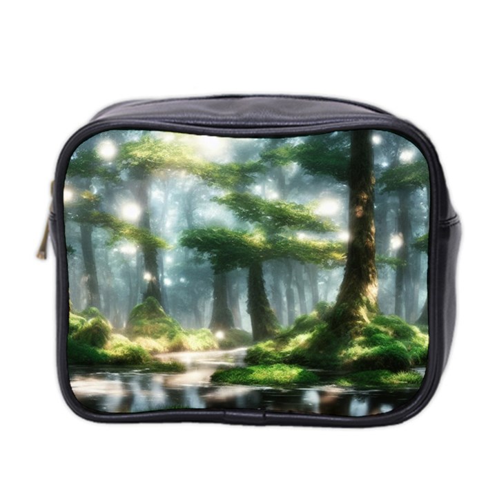 Forest Wood Nature Lake Swamp Water Trees Mini Toiletries Bag (Two Sides)