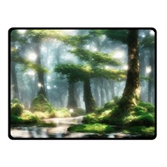 Forest Wood Nature Lake Swamp Water Trees Fleece Blanket (small) by Uceng