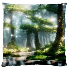 Forest Wood Nature Lake Swamp Water Trees Large Cushion Case (one Side) by Uceng