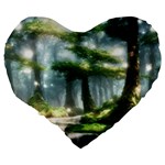 Forest Wood Nature Lake Swamp Water Trees Large 19  Premium Heart Shape Cushions Back