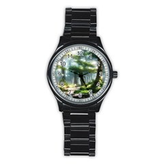 Forest Wood Nature Lake Swamp Water Trees Stainless Steel Round Watch by Uceng